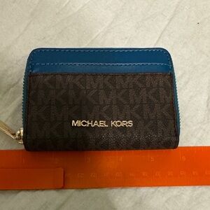 Michael Kors Teal and Dark Brown Card Holder